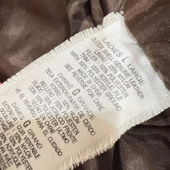 OutBrook Vintage Brown Suede Leather Bomber Jacket Faux Fur Collar Women Large - Picture 6 of 9